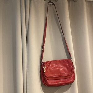 Fossil Red Leather Crossbody Women's Bag